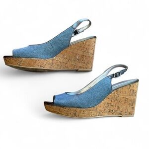 Bandolino Wedge Sandals - Denim & Cork Slingback